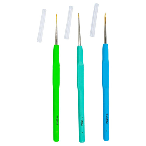 Susan Bates - Soft Ergonomic Crochet Hook Set: Sizes 0.9, 1.1, 1.25mm
